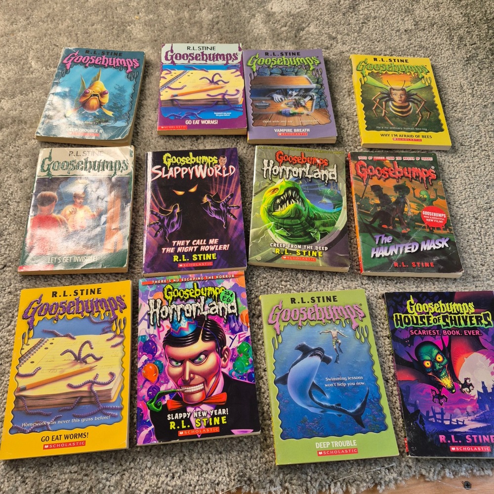 Goosebumps Book Lot 12 R.L. Stine HorrorLand SlappyWorld House of Shivers Kids